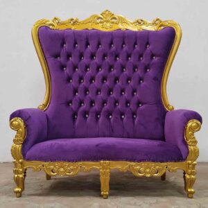 Sofá XXL Barroco oro/lila con cristales