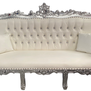 Trono XXL triple plata/skai blanco con cristales