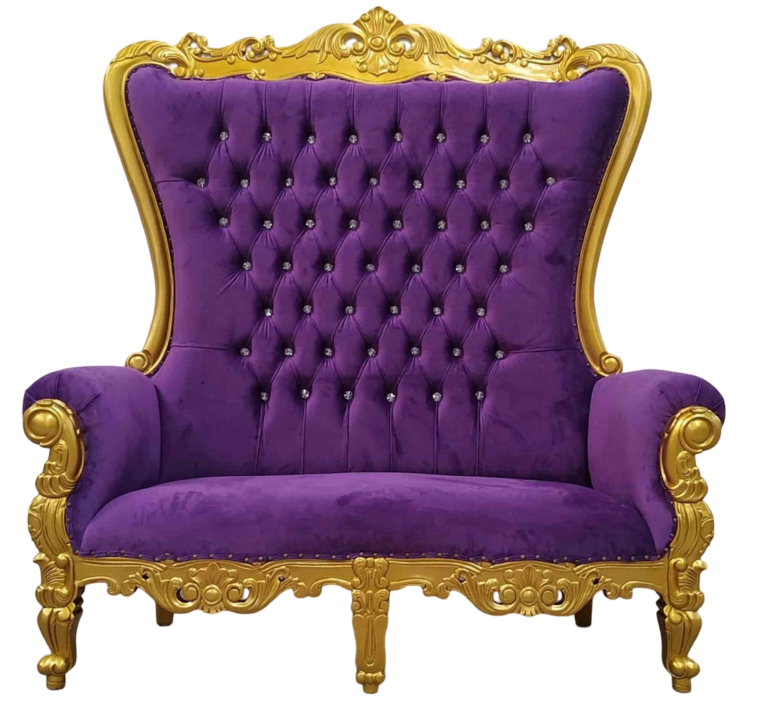 Trono XXL doble oro/lila con cristales