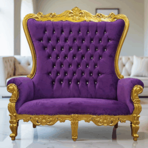 Sofá XXL 2 plazas oro/lila con cristales