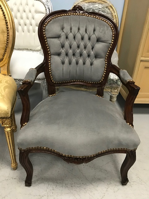 Sillón Luis XV marrón/gris