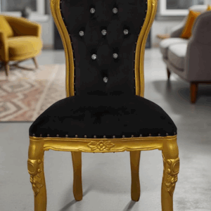Silla barroca "indo" oro/negro con cristales