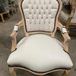 Sillón Luis XV white wash/skai blanco