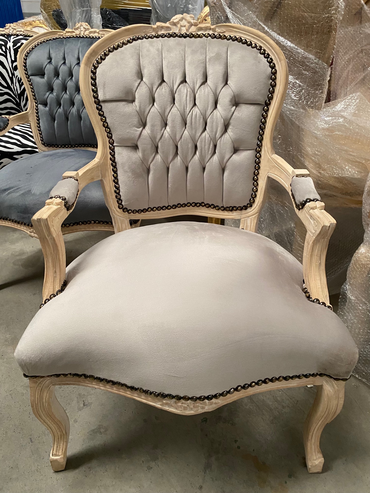 Sillón Luis XV white wash/champagne
