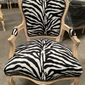 Sillón Luis XV white wash/cebra