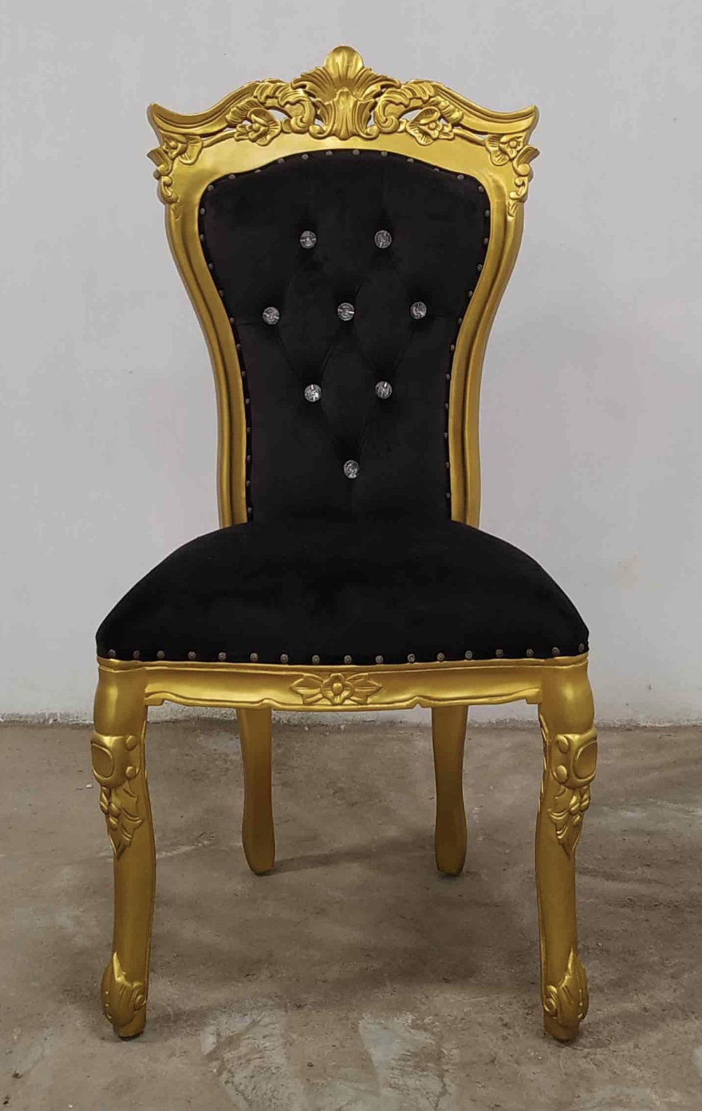 Silla barroca "indo" oro/negro con cristales