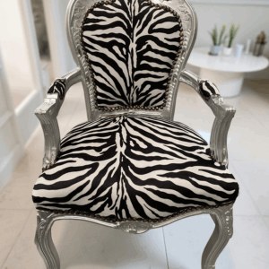 Silla con brazo plata/cebra