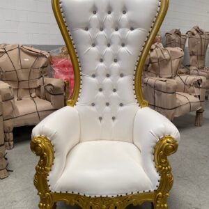 Trono XXL oro/skai blanco con cristales