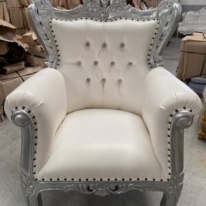 Trono/butaca plata/skai blanco con cristales