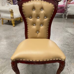 Silla barroca "indo" marrón/skai beige con cristales