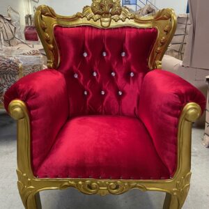 Trono/butaca oro/rojo con cristales