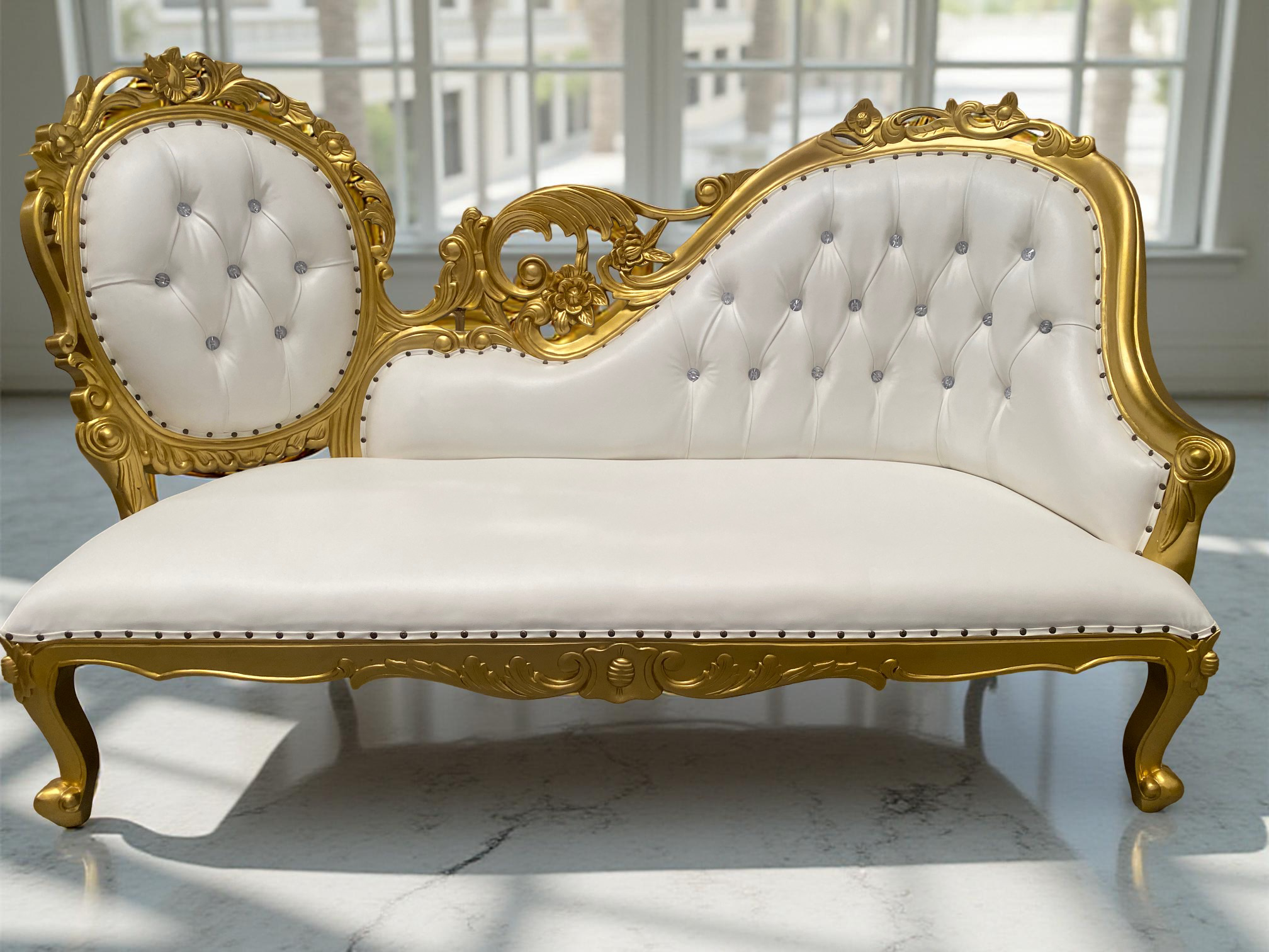 Chaise Longue "Amsterdam" oro/skai blanco