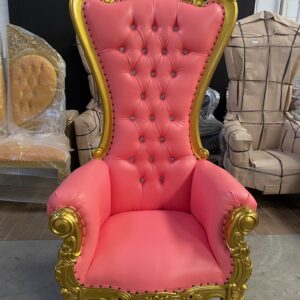 Trono XXL oro/skai rosa con cristales