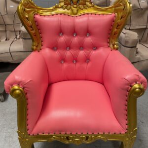 Trono/butaca oro/skai rosa con cristales