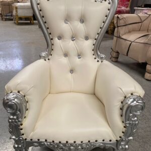 Trono infantil plata/skai blanco con cristales