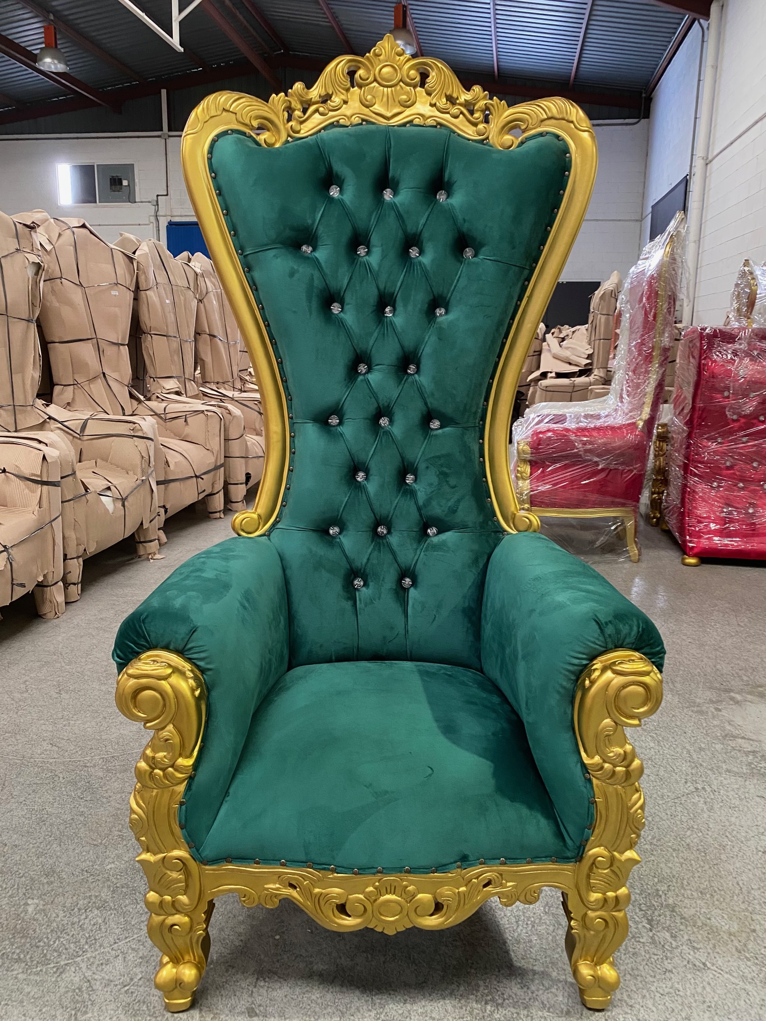 Trono XXL oro/verde con cristales