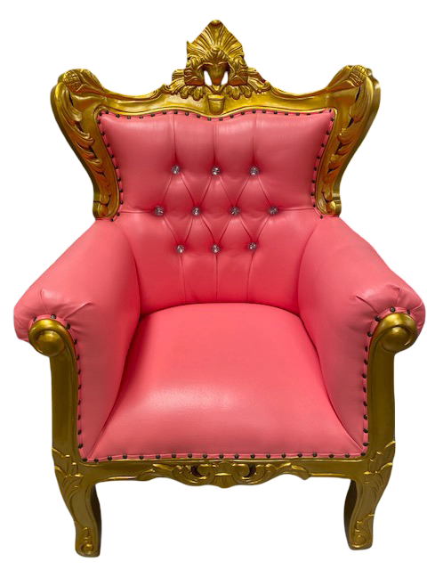 Trono/butaca oro/skai rosa con cristales
