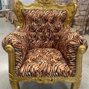 Trono/butaca oro/leopardo con cristales