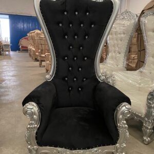 Trono XXL plata/negro con cristales