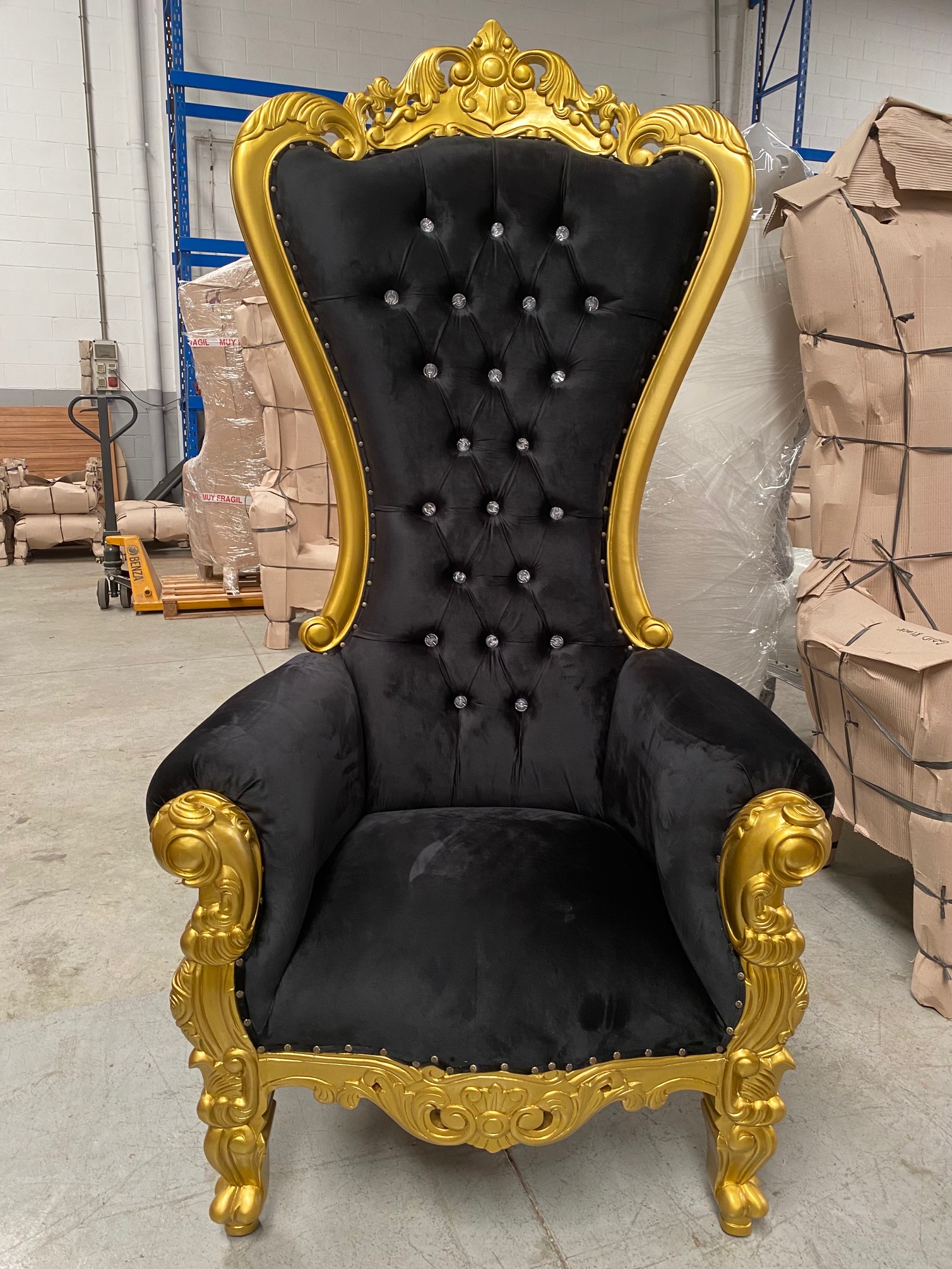 Trono XXL oro/negro con cristales