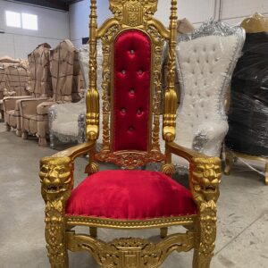 Sillón/trono XXL León oro/rojo con cristales