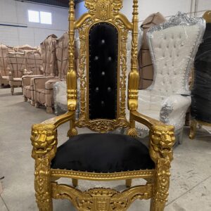 Sillón/trono XXL León oro/negro con cristales