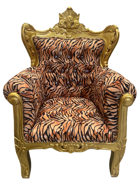 Trono/butaca oro/leopardo con cristales