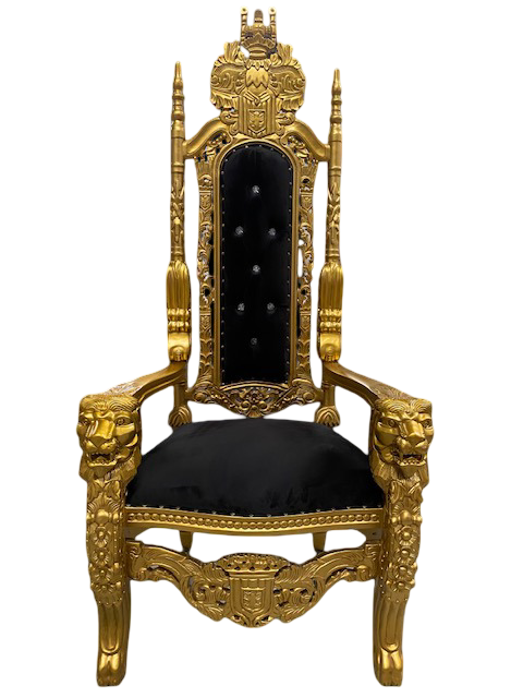 Sillón/trono XXL León oro/negro con cristales