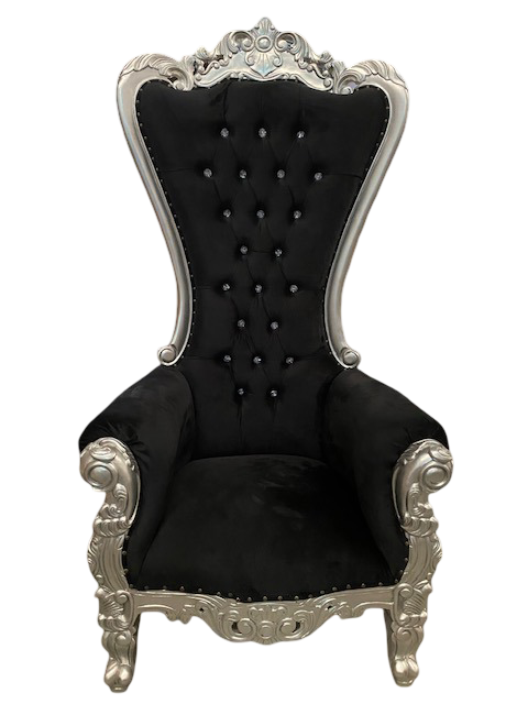 Trono XXL plata/negro con cristales