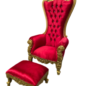 Trono XXL oro/rojo con cristales y reposapiés