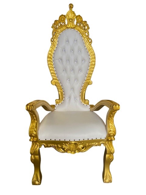 Sillón/trono XXL oro/blanco con cristales