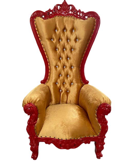 Trono XXL rojo/oro con cristales
