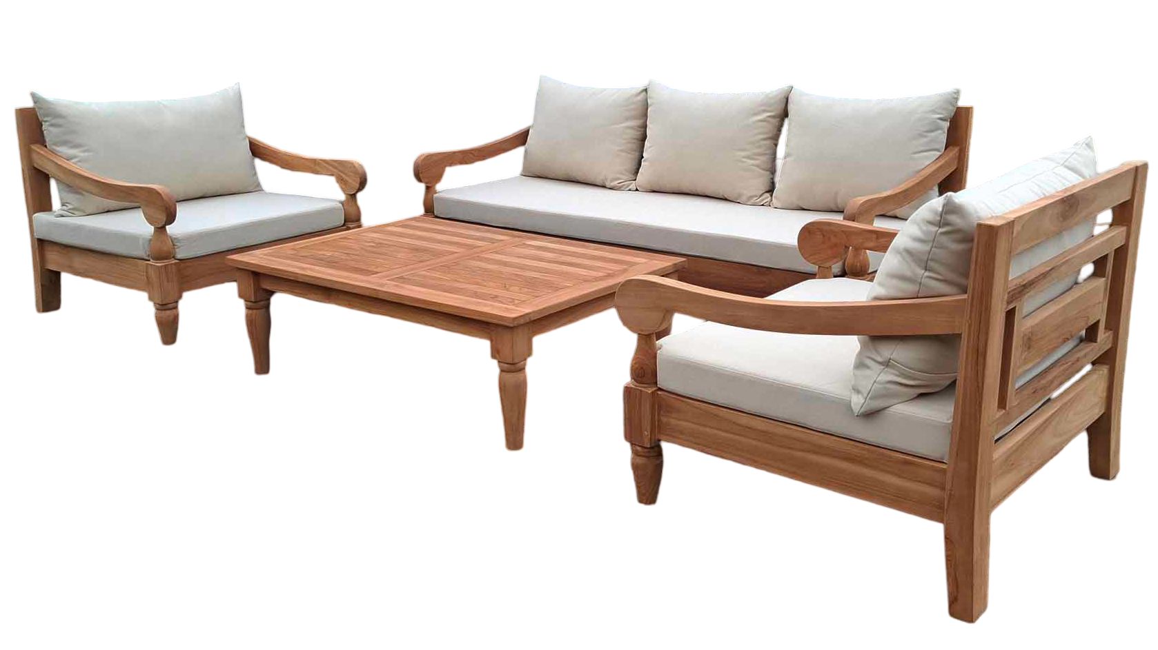 Conjunto sofá para jardín de 4 piezas "Kerala" de teca (Entrega finales Marzo 2026)