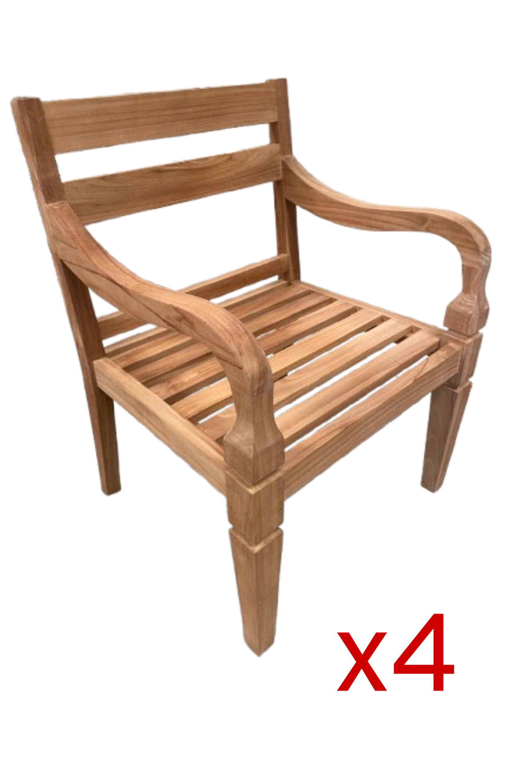 Silla/sillon con brazos de Teca para jardín "Florencia" Pack 4
