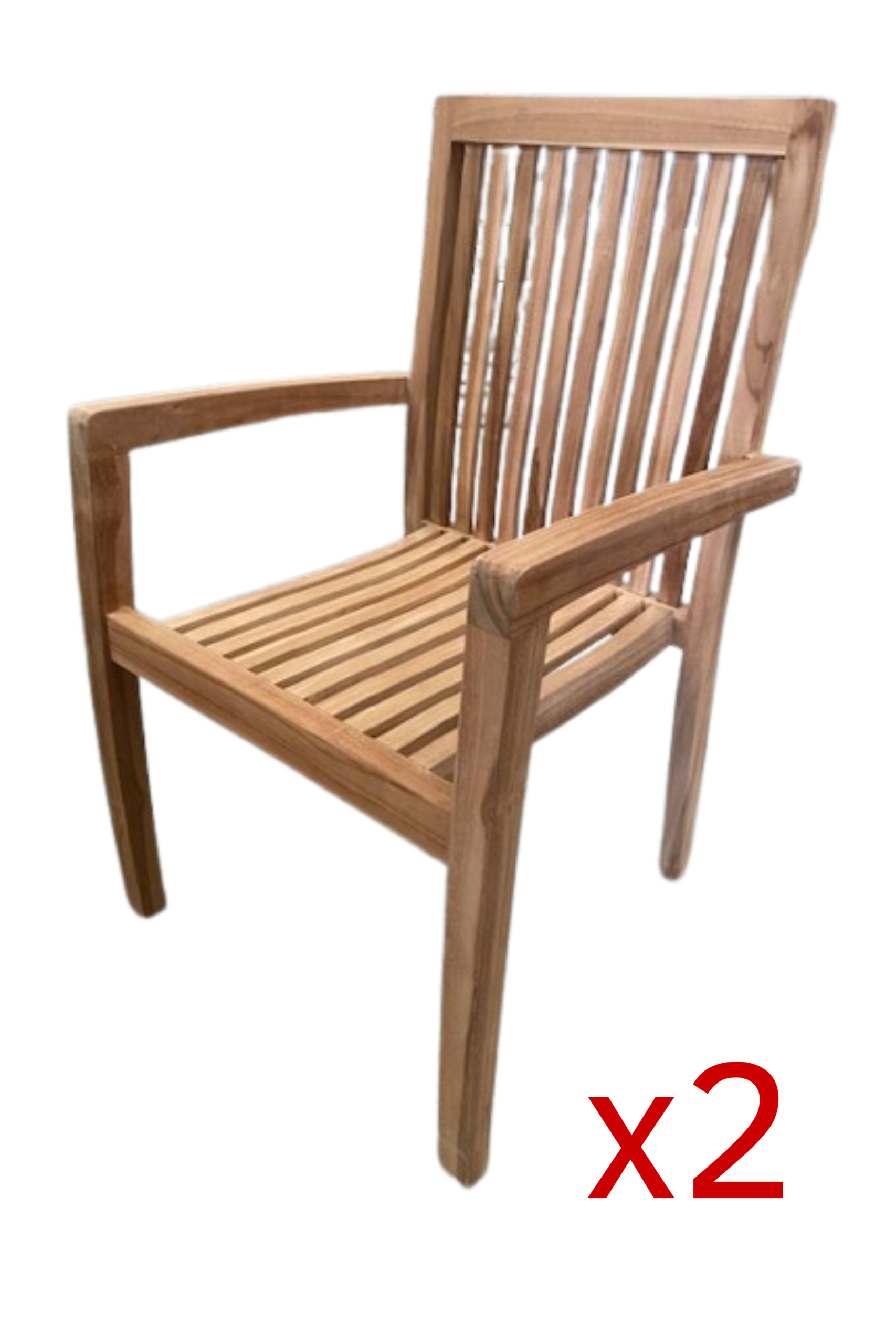 Silla de jardín con brazos de Teca "Lyon", Pack 2