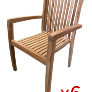 Silla de jardín con brazos de Teca "Lyon", Pack 6