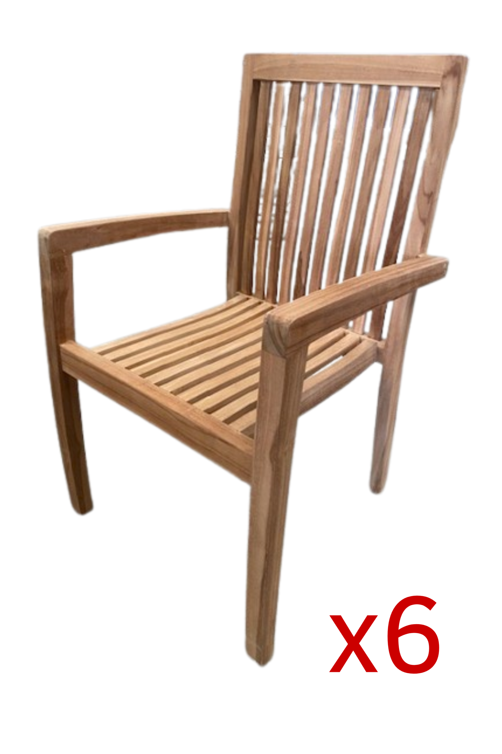 Silla de jardín con brazos de Teca "Lyon", Pack 6