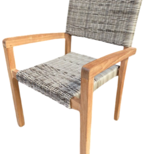Silla de jardín con brazos apilable de Teca con ratán sintética "Bali" Pack 4