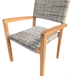 Silla de jardín con brazos apilable de Teca con ratán sintética "Bali" Pack 6