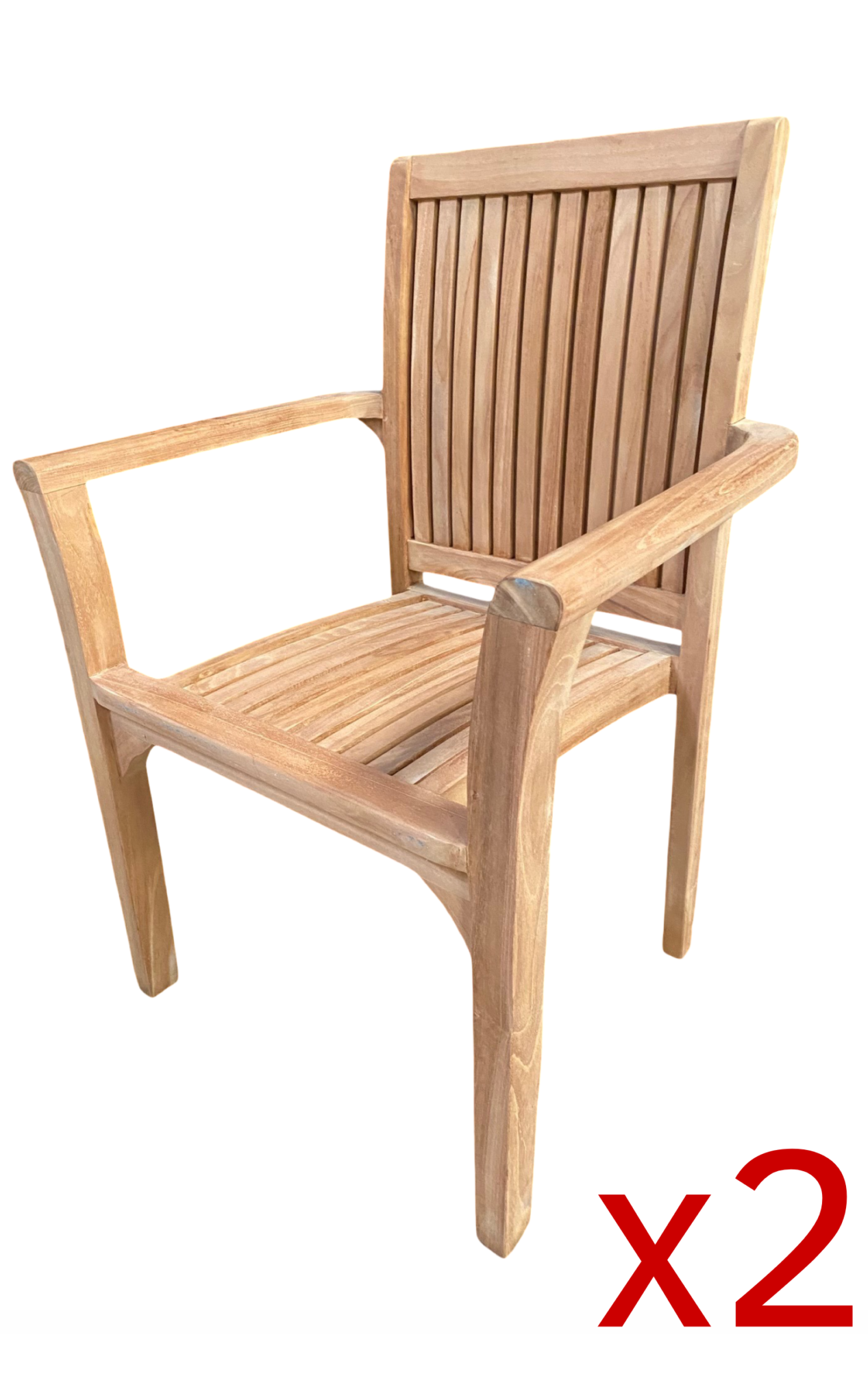 Silla con brazos de Teca para jardín "Java" Pack 2