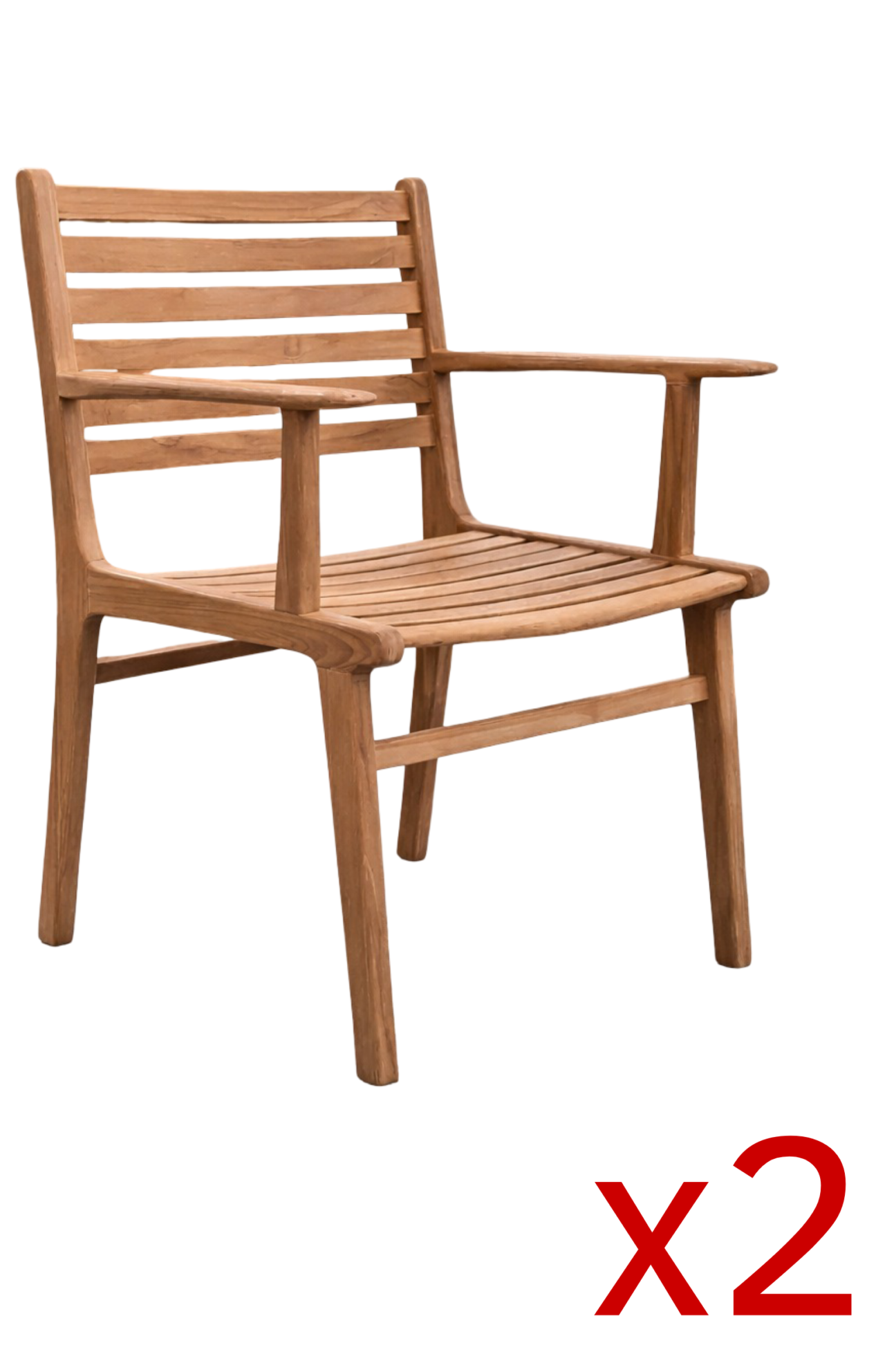 Silla con brazos de Teca para jardín "Roma" Pack 2