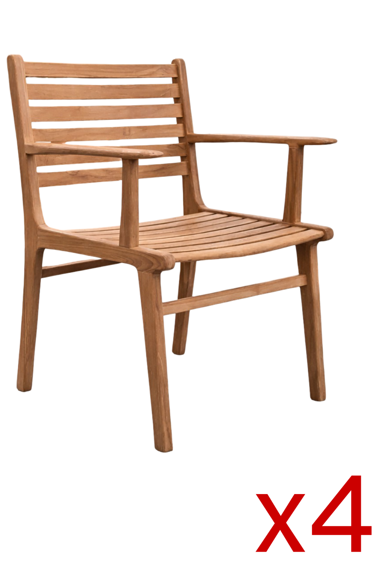 Silla con brazos de Teca para jardín "Roma" Pack 4