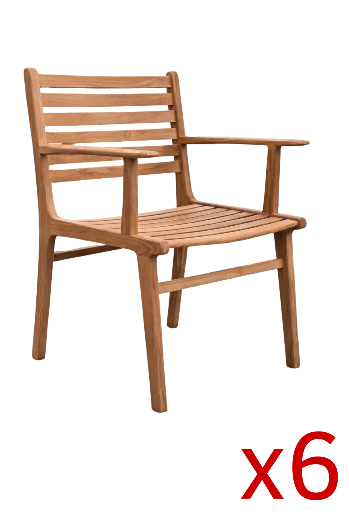 Silla con brazos de Teca para jardín "Roma" Pack 6