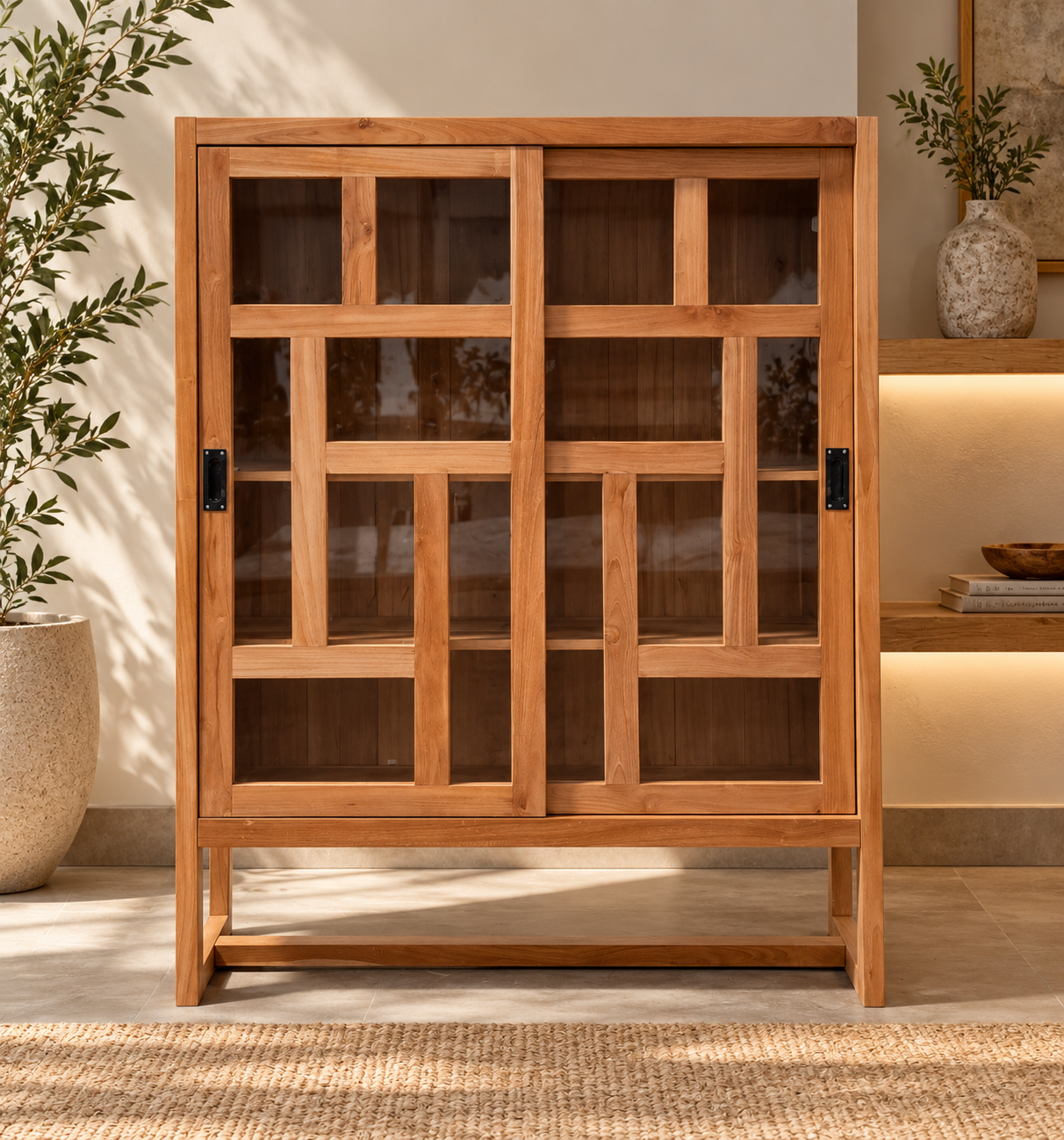 Vitrina "Japandi" de Teca Maciza 130cm (ENTRADA FINALES DICIEMBRE)