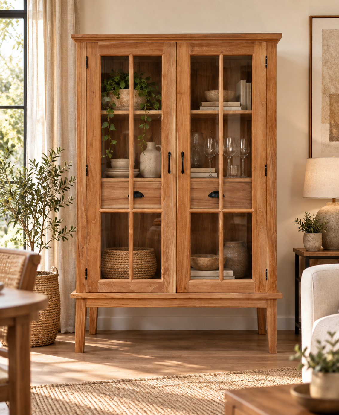 Vitrina "Paris" de Teca Maciza 105cm (ENTRADA FINALES DICIEMBRE)
